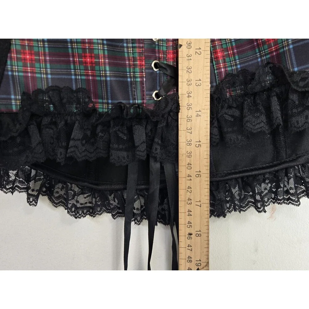 Adore Me Corset Womens 2X Plaid Lace Top Lace-Up Whimsigoth Goth Preppy Y2K